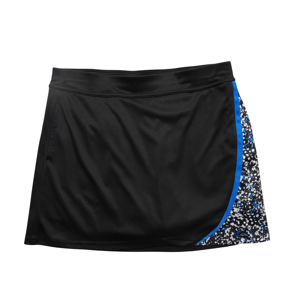 PGA Tour Skort Womens Medium Black Blue Splatter Print Elastic Waist Athletic